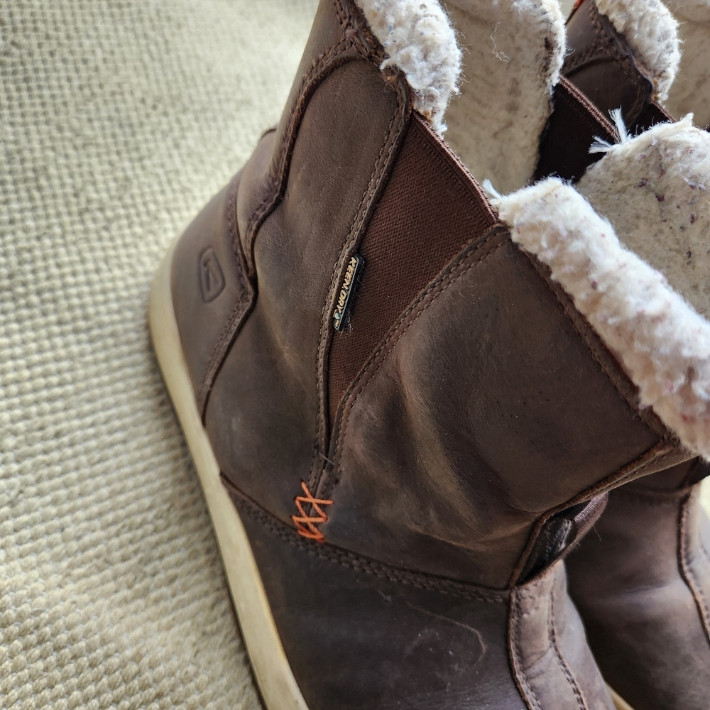 Keen Snowmass Mid waterproof Nubuck pull on brown winter snow boots womens 8.5 - Picture 4 of 8